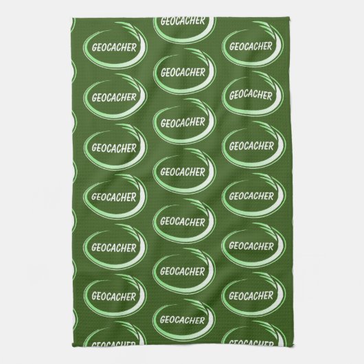 Geocacher Green Splash Theedoek (Verticaal)