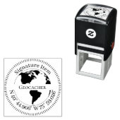 Geocacher Handtekening en GPS coördinaten Teken Zelfinktende Stempel (In situ)