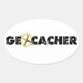 Geocacher met kompas ovale sticker (Voorkant)