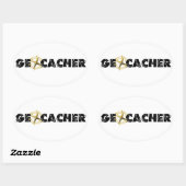 Geocacher met kompas ovale sticker (Vel)