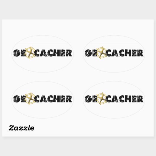 Geocacher met kompas ovale sticker (Vel)