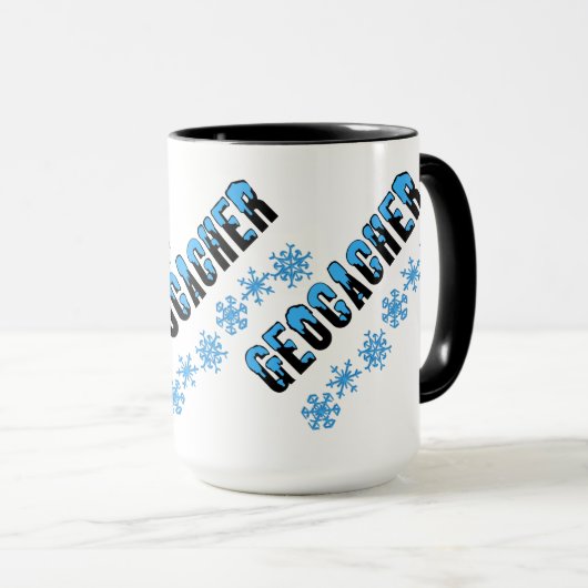 Geocacher met sneeuw bedekt mok (Voorkant rechts)