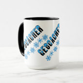 Geocacher met sneeuw bedekt mok (Voorkant links)