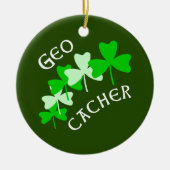 Geocacher Shamrocks Keramisch Ornament (Voorkant)