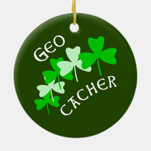 Geocacher Shamrocks Keramisch Ornament (Achterkant)