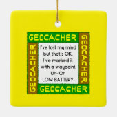 Geocacher verloor geest in groen keramisch ornament (Achterkant)