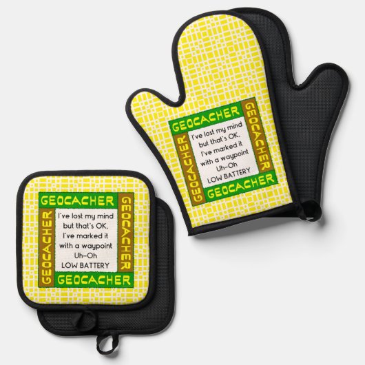 Geocacher verloor geest in groen ovenwant & pannenlap set (Voorkant / Achterkant)