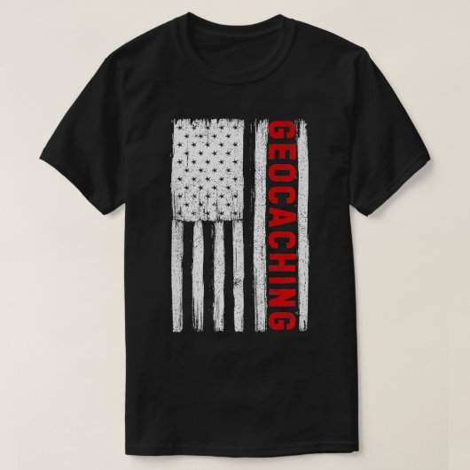 Geocaching Amerikaanse vlag USA Patriottische Geoc T-shirt (Design voorkant)