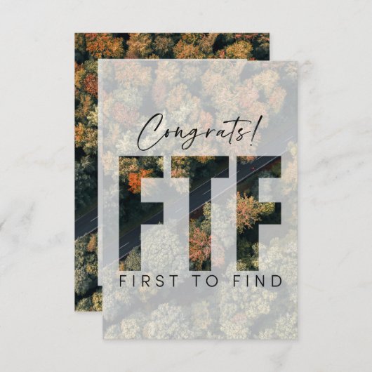 Geocaching Eerste Tot Vinden Cache Gefeliciteerd A Kaart (Voorkant / Achterkant)