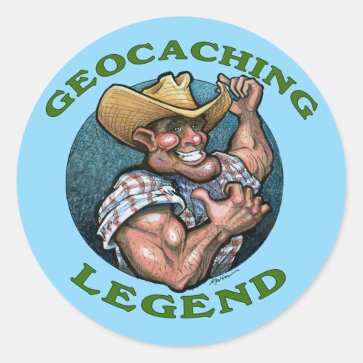 Geocaching Legend Ronde Sticker (Voorkant)