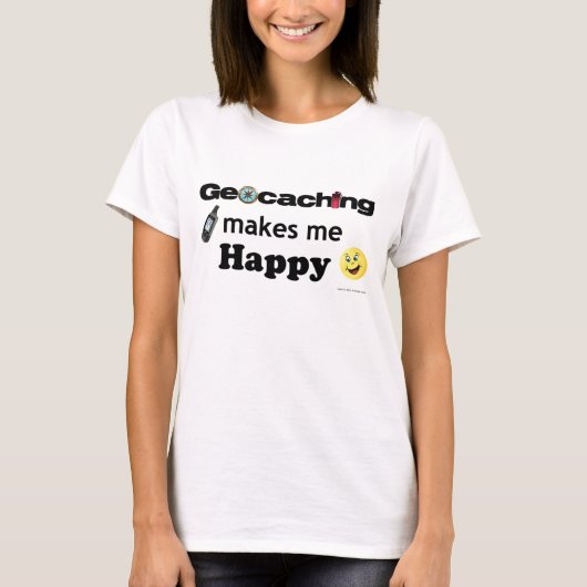 Geocaching maakt me gelukkig Shirt (Voorkant)