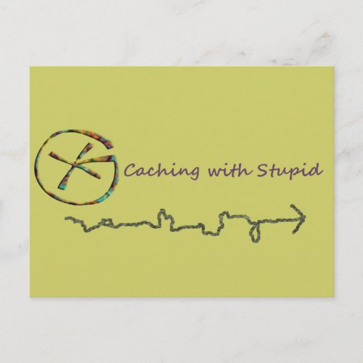 Geocaching met stut briefkaart (Voorkant)