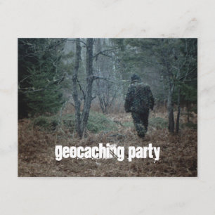 Geocaching Party Quest Fun Theme Bossen Uitnodigin Kaart
