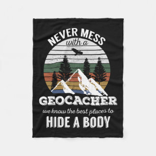 Geocaching T Shirt nooit knoeien met Geocacher Man Fleece Deken