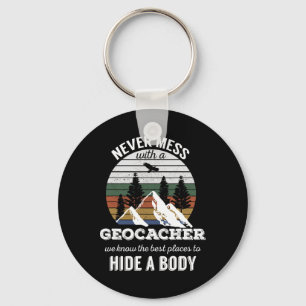 Geocaching T Shirt nooit knoeien met Geocacher Man Sleutelhanger