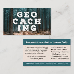 Geocaching Trail Card met Info voor Muggable Visitekaartje