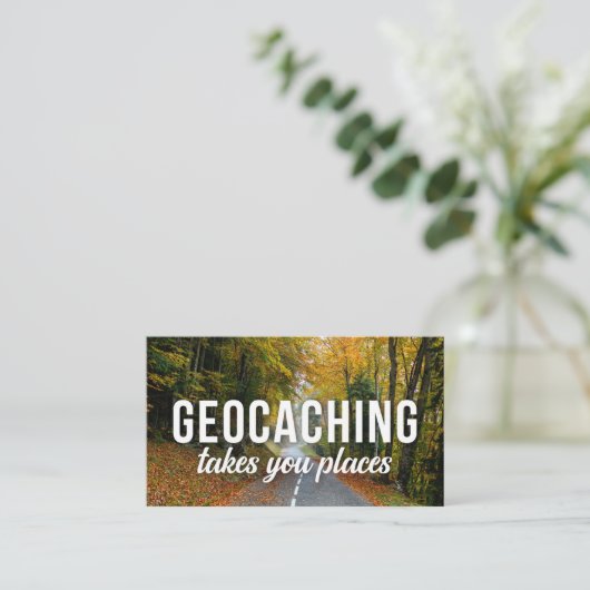 Geocaching Trail Card met Info voor Muggable Visitekaartje (Staand voorkant)