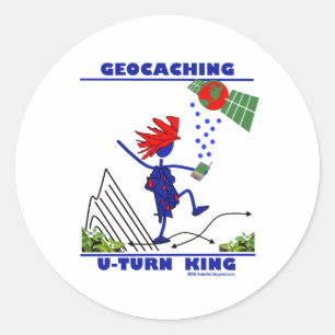 Geocaching U Turn King Ronde Sticker