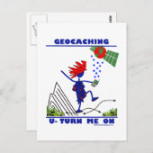 Geocaching U zet me aan Briefkaart (Voorkant / Achterkant)