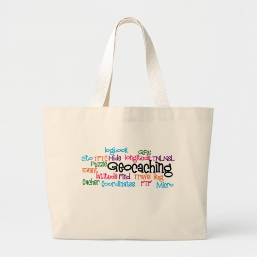 Geocaching Word Collage Grote Tote Bag (Voorkant)
