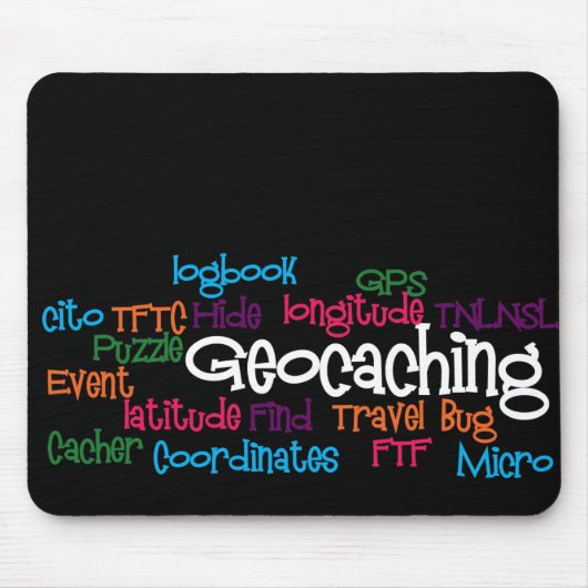Geocaching Word Collage Muismat (Voorkant)
