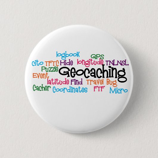 Geocaching Word Collage Ronde Button 5,7 Cm (Voorkant)