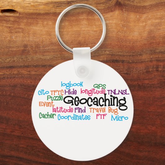 Geocaching Word Collage Sleutelhanger (Voorkant)