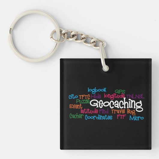 Geocaching Word Collage Sleutelhanger (voorkant)