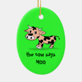 Geoctrooieerde Cartoon Moo Cow op groen Keramisch Ornament (Achterkant)