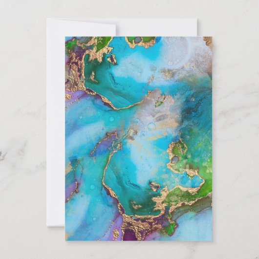 Geode abstracte pauw kleuren waterverf agaat kaart (Achterkant)