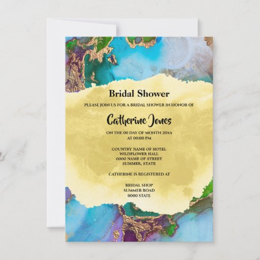 Geode abstracte pauw kleuren waterverf agaat kaart (Voorkant)