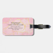 Geode Agaat Goud Script Monogram Bloemen Bagagelabel (Achterkant horizontaal)