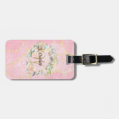 Geode Agaat Gouden Schrift Monogram Bloem Bagagelabel (Voorkant horizontaal)