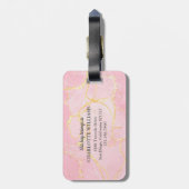Geode Agaat Gouden Schrift Monogram Bloem Bagagelabel (Achterkant verticaal)