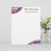 Geode Agaat Plak Geodesie Steen Ultra Violet Paars Briefhoofd (Staand voorkant)