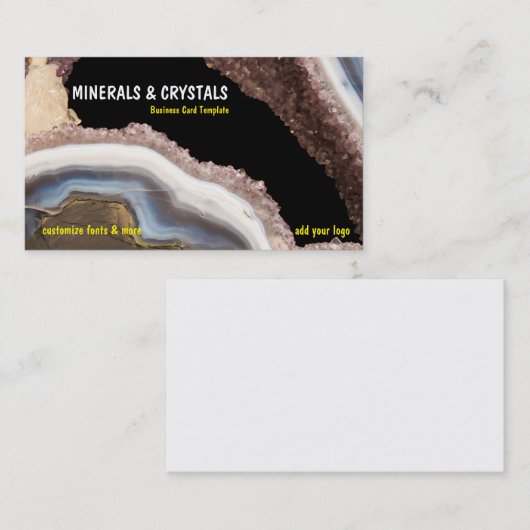Geode Agate Amethyst Crystals Visitekaartje (Voorkant / Achterkant)