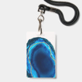 Geode Agate Blauwe Gouden Verjaardag VIP Pasje Uit Badge (Achterkant met lanyard)