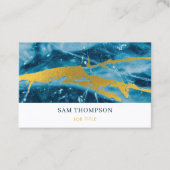 Geode Agate Blue Gold Social Media QR Code Visitekaartje (Voorkant)