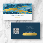 Geode Agate Blue Gold Social Media QR Code Visitekaartje