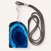 Geode Agate Blue Gold Verjaardag VIP Pass Uitnodig Badge (Achterkant met draagriem)