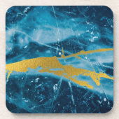 Geode Agate Gemstone Blue en Gold Bier Onderzetter (Voorkant)