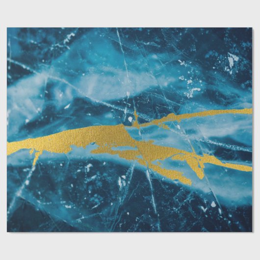 Geode Agate Gemstone Blue en Gold Cadeaupapier (Vlak)