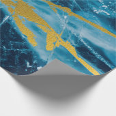 Geode Agate Gemstone Blue en Gold Cadeaupapier (Hoek)