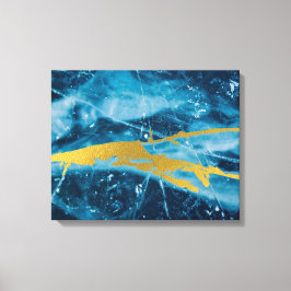 Geode Agate Gemstone Blue en Gold Canvas Afdruk