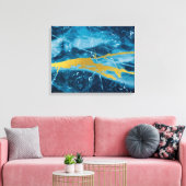 Geode Agate Gemstone Blue en Gold Canvas Afdruk (Insitu (Woonkamer))