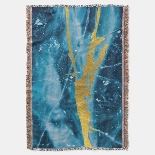 Geode Agate Gemstone Blue en Gold Deken (Voorkant Verticaal)