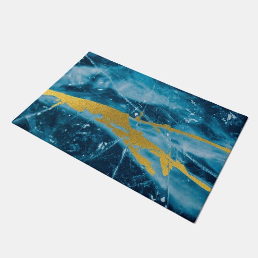 Geode Agate Gemstone Blue en Gold Deurmat (Schuin)