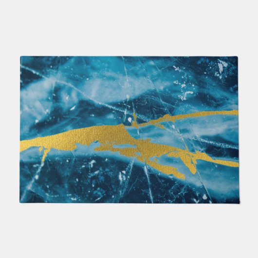 Geode Agate Gemstone Blue en Gold Deurmat (Voorkant)