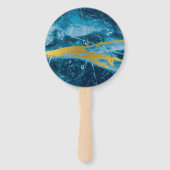 Geode Agate Gemstone Blue en Gold Handwaaier (Achterkant)