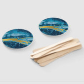 Geode Agate Gemstone Blue en Gold Handwaaier (Niet-gemonteerd)